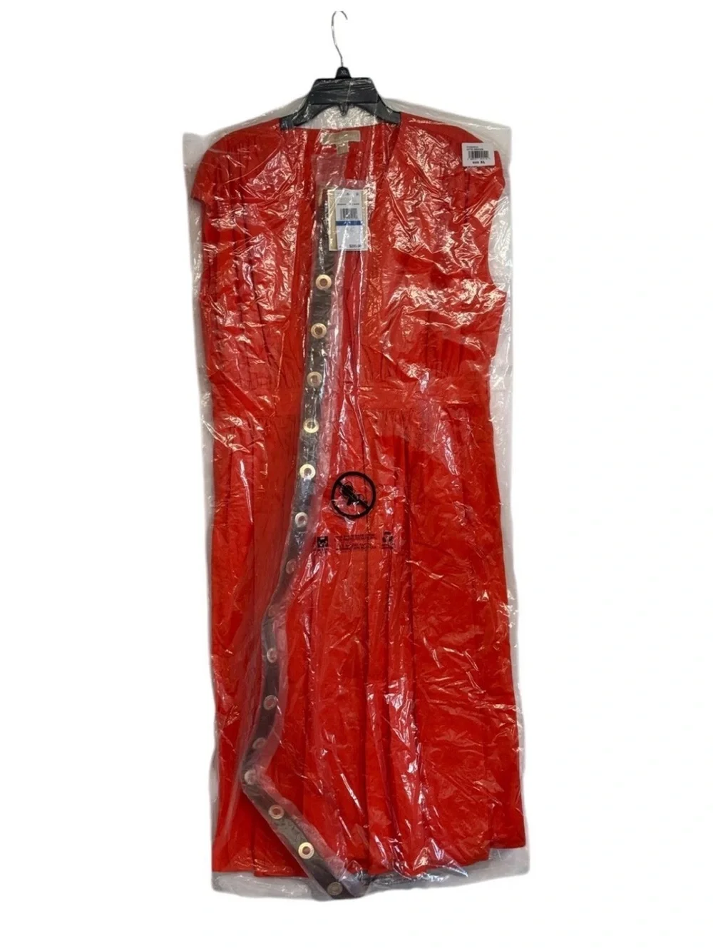 Michael Kors Optic Orange Belted Pleated Dress NWT Size Large - Picture 12 of 12